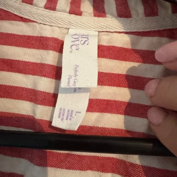 Stars Above Red and White Striped Pajama Dress size L - Picture 3 of 4